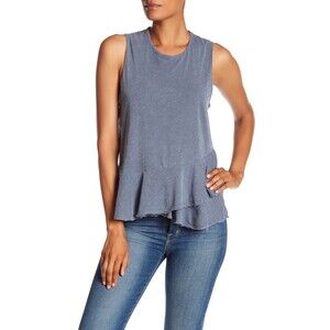 Sundry Peplum Hem Sleeveless Tank Old Black Made in USA Size 1